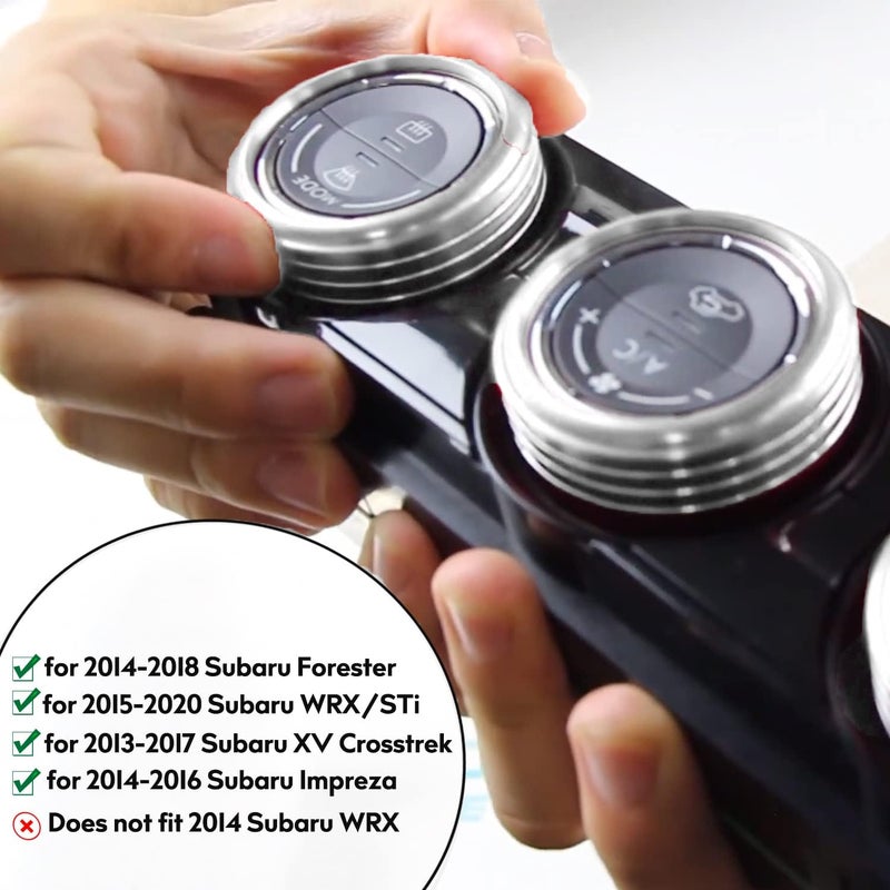 Bentolin for Subaru AC Knob Cover Accessory Center Console Switch Volume Temp Control Button Ring Trim Compatible with Forester 2014-2018, Crosstrek XV 2013-2017,Impreza 2014-2016,WRX/STi 2015-2020 Silver - Image 2